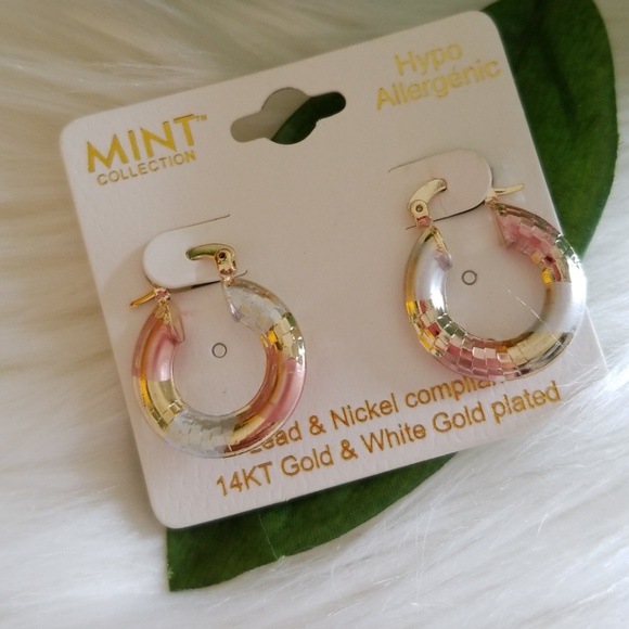 Mint Collection 14KT Gold Plated Hoop Earrings - Picture 2 of 2